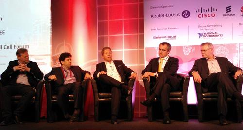 From left to right: Dave Salam, director for network strategy and core network infrastructure; Adrian di Meo, CTO of Telefonica UK; Frode Stoldal, CTO of Telenor; Manuel Rosa da Silva, CTIO of Portugal Telecom; Bryn Jones, CTO of 3 UK.