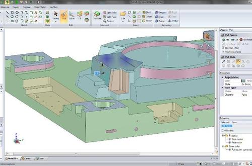 SpaceClaim can edit parts imported from other CAD systems, which can be useful when preparing models for manufacturing. For example, SpaceClaim's Pull tool can adjust drafts without knowledge of original constraints or the history tree. 