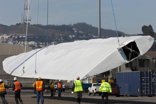 The composite sail-wing prototype for the Oracle team's America's Cup racer.