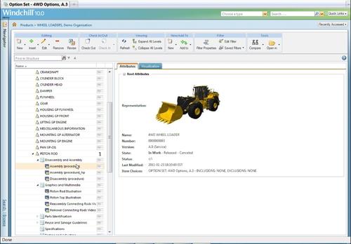 This is a view of an item's service information structure, which supplies the technical and parts information to support repairs.