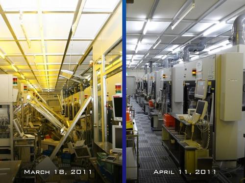 Within three weeks of re-entering the plant, the Naka plant's wafer fab's equipment was back in place.  Within three months, it was running.  (Photo courtesy of Renesas Electronics)