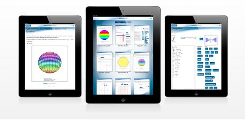 Maple Player for iPad provides an interface where users can enter values, move sliders, and click buttons to perform calculations and visualize the results.