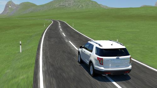 When the lane-keeping system detects the vehicle drifting close to lane markings, it notifies the driver through a vibration to the steering wheel or by providing steering torque to move the car back toward the center of the lane. 
Image courtesy of Ford Motor Co. 