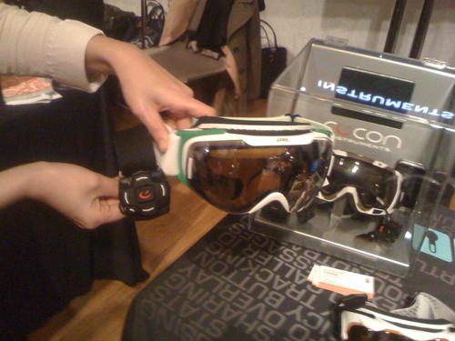The MOD ski goggles from Recon Instruments include a display within the visor that shows skier speed and distance. It will also transmit that data to Android smartphones.
