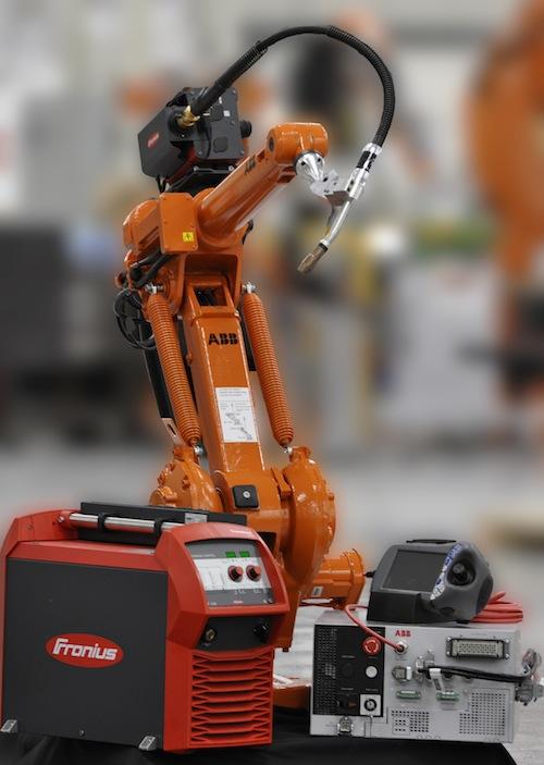 The ArcPack Lean 1410 welding robot package is an example of the smaller, entry-level welding robot packages  now available for smaller companies. 
(Photo courtesy of ABB.)
