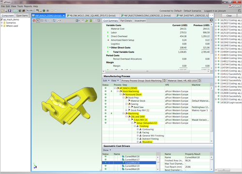 aPriori 2011 R2 introduces new costing capabilities for companies
with higher-tolerance machining practices, including new baseline cost models for Mill/Turn, 5-Axis Milling, and Deburr and Inspections.