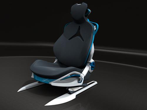 Faurecia's high-tech Performance Seat with a body-conforming 'compliant shell'  is 30 percent thinner than conventional seats and weighs 20 percent less.   (Source: Faurecia)