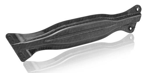 Crash-resistant automotive components, such as this door impact bar test part for the Audi A4, can be made of consolidated composite laminates and back-injected with glass fiber-reinforced polyamides.   (Source: KraussMaffei)