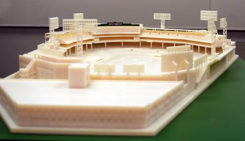 Printed on an Objet Connex500 printer, Boston's Fenway Park is about 1/200th scale (3 ft x 5 ft), includes 40 separate printed sections, 22 builds and, when put together, weighs about 105 lb. Check out a video  here.   (Source: Objet)
