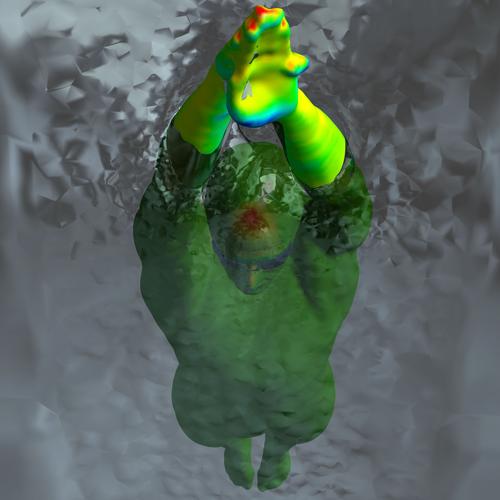 A free-surface simulation of the forces experienced when diving. (Source: Speedo, ANSYS)