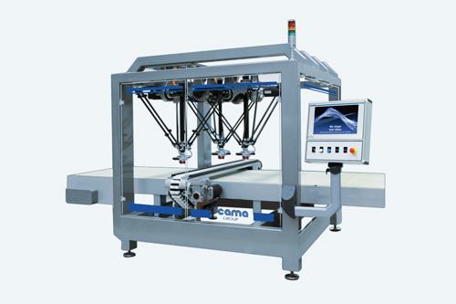 A new delta robot packaging system from Cama Group creates an end-of-line packaging machine with multiple robots operating from a single controller, reducing the overall size and cost of the system. 

