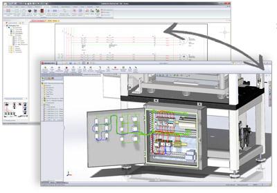 SolidWorks Electrical updates schematic and 3D models in real-time, ensuring designs are always in sync and BOMs are updated. (Source: SolidWorks)