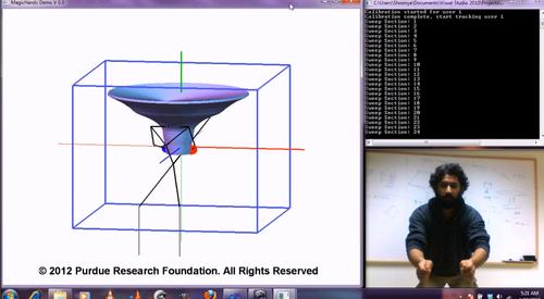 Handy-Potter employs a depth-sensing camera and advanced software algorithms to interpret hand movements and gestures and turn them into 3D objects.   (Source: Purdue University)