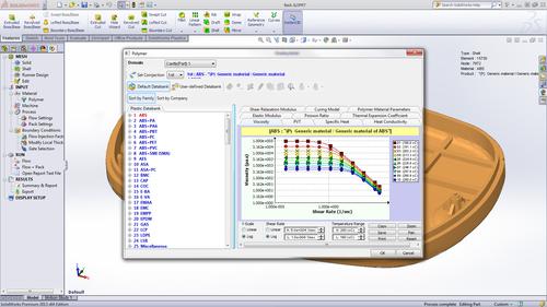 New in the 2013 release is a Plastics capability for analyzing materials properties prior to building prototypes.   (Source: SolidWorks)