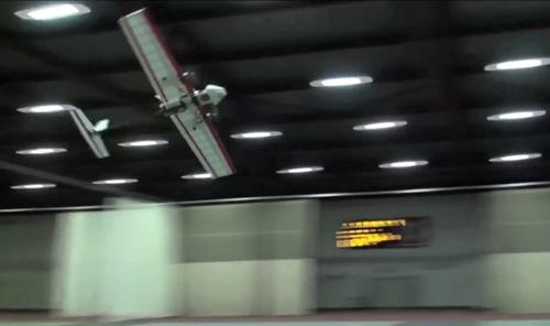 Researchers at MIT flew an autonomous robotic plane in an enclosed area around obstacles, demonstrating that it is possible to build a self-navigational, fixed-wing vehicle that can fly at high speeds  safely without the use of GPS.   (Source: MIT) 