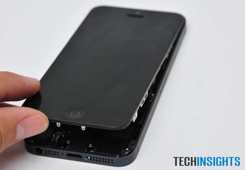 Removing the 4.0-inch Retina display. Note the front-to-back build.
