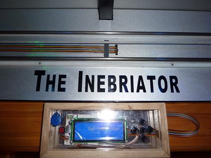 The bar selection on the Inebriator includes eight mixers (cranberry juice, orange juice, milk, pineapple juice, grapefruit juice, lemon juice, pomegranate juice, and red grape juice) and nine spirits (peach schnapps, vodka, gin, coconut rum, white rum, amaretto, coffee liquor, triple sec, and blue curacao). All the mixers are in plastic bottles in a cool box, and each bottle has two pipes. One is hooked to the gas tank (70 percent nitrogen and 30 percent carbon dioxide), while the other leads from the bottom of the bottle to a valve.