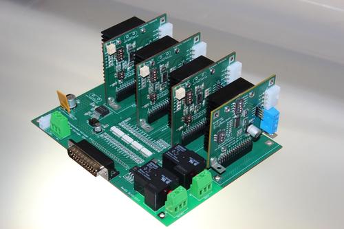 The CNC motherboard has four stepper driver modules plugged into the respective slots.   (Source: Texas Instruments)