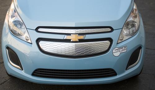 The Spark EV's front end will feature a closed upper grille that reduces air flow into what used to be the engine compartment.   (Source: GM)