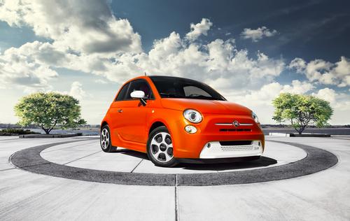 The Fiat 500e is the first retail electric car in Chrysler's 87-year history. It measures 142 inches long and has a curb weight of 2,980 lb.   (Source: Chrysler Group)
