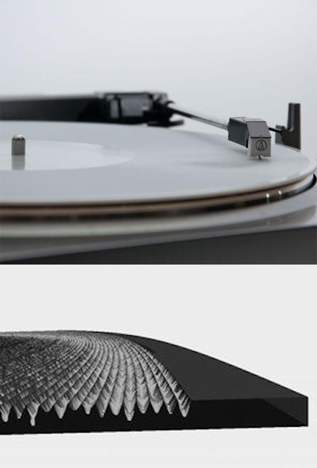 3D printed record and groove render.   (Source: Amanda Ghassaei)
