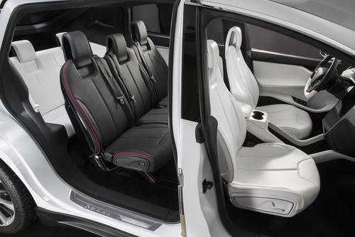 The Model X includes two seats in front, three in the middle, and two in the rear row.  (Source: Tesla Motors)