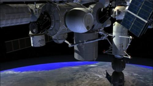 NASA has awarded Bigelow Aerospace a $17.8 million contract to deliver its Bigelow Expandable Activity Module (shown here connected to the ISS in a photo illustration) to the International Space Station for experimental use for two years upon its launch to the station in 2015. The move will serve mainly as a technology demonstration to see how a space module made of non-metallic material instead of aluminum will handle radiation and thermal transmissions in space.   (Source: Bigelow Aerospace)