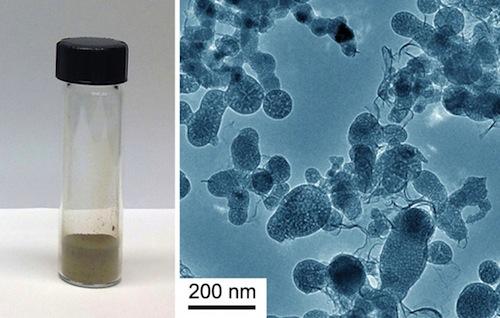 Researchers at the University of Southern California, led by Professor Chongwu Zhou, replaced graphite with porous silicon nanoparticles in anodes of lithium-ion batteries to come up with a new design. The battery, which could be available in two to three years, has a longer life and charges more quickly than lithium-ion batteries used now.   (Source: Mingyuan Ge & Chongwu Zhou/USC)