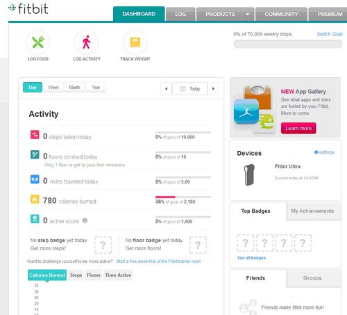 The Fitbit dashboard
