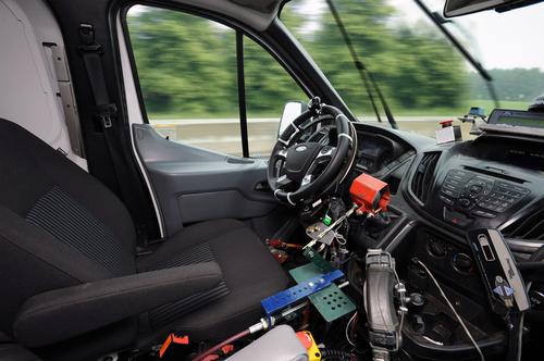 You'll find no test drivers inside Ford's testing vehicles. Its robotic technology is at work, operating the auto company's new accelerated, high-impact, on-road and off-road durability testing.