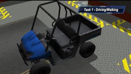 In DARPA's Virtual Robotics Challenge, contestants wrote software that controlled a virtual robot whose first task was to enter and drive this utility vehicle down debris-strewn roads. (Source: DARPA)