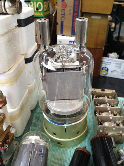 A Russian GU81 power tube at the Ham Radio show in Friedrichshafen, Germany, June 2013. (Source: Doug Grant)