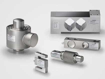 Figure 2: Clockwise from top right: single point, shear beam, bending beam, tension, and compression load cells from Siemens.