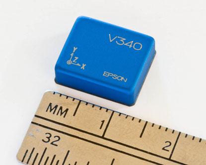 Epson lays claim to the world's smallest high-performance inertial measurement unit (IMU) -- the V340 is a six-axis high-precision gyroscope/accelerometer combo that measures just 12x10x4 millimeters.
(Source: Epson)