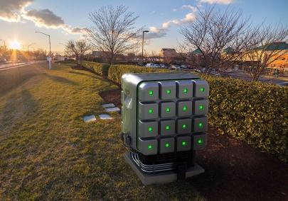 To be available in 2014, the Redox PowerSERG 2-80 'Cube' fuel cell will connect to a natural gas line to deliver 25 kW at one-tenth the size and cost of currently available units.