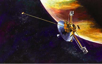 Artist's impression of Pioneer 10 near Jupiter, courtesy of NASA.