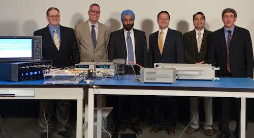 Figure 2: The development team for the 100 GHz Teledyne LeCroy oscilloscope prototype. L to R: Roger Delbue, Peter J. Pupalaikis, Dr. Amarpal (Paul) Khanna, Michael Neumann, Irfan Ashiq, and Alexander Feldman.
