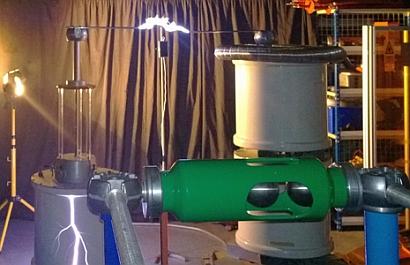 Simulated lightning -- in the form of over 200,000 Vac sent across a 300-mm gap -- was used to charge a mobile device in a proof-of-concept research project undertaken by scientists at the University of Southampton and Nokia.