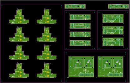 Figure 1. A mixed prototype panel with four totally different PCBs. (Click here to see a larger, more detailed image.)