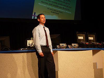 Mike Santori, business and technology fellow at National Instruments, kicked off NI Days in Boston with an overview of the day's events. He noted how everything is being connected by asking, 'How many of you are wearing a watch?' A few people admitted to having one. Then, he asked 'How many of you have one of these?' referring to a smartphone or tablet.
I replied, 'I have three with me today.' Santori then explained how we've moved from a PC platform, to a web-based platform, to a smartphone or tablet-based platform for our computing, and instrument control is moving there, too.