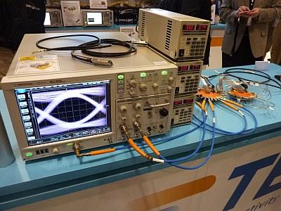 All kinds of high-speed equipment is on display at DesignCon. This one was in the TE Connectivity booth at DesignCon 2013. Have you ever noticed how the eye diagrams are always open in equipment demonstrations?