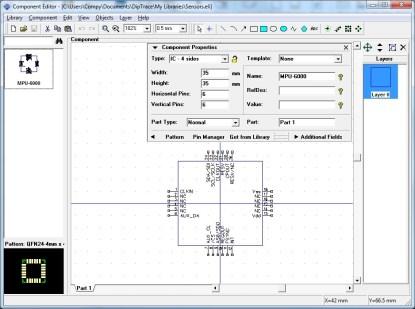 Component Editor with the pin labeling for a MPU6000 part (Click here to see a larger, more detailed image.)