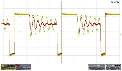 Figure 3: Damping T1 reduces drain voltage ringing that generates EMI. (View full-size image.)