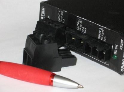 Figure 5. A really heavy duty (Weidmuller SU/BU-series) pluggable connector with a 0.4' (10.16mm) spacing. (Click here to see a larger image.)