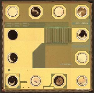 RF Micro's RF1101 Antenna Tuning Module, in the Apple iPhone 5, as shown in this Chipworks image. However, according to Reuters, RF Micro counts Samsung as a big customer, whereas TriQuint is a big supplier to Apple. (Image source: Chipworks)