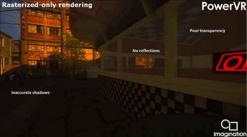 Traditional, rasterized-only rendering cannot model light transport accurately. (Source: Imagination)