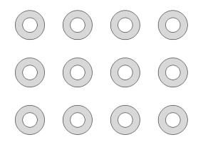 Horizontal separation = 1.0x vertical separation. (Click here to see a full-sized version that you can print out and experiment with yourself.)