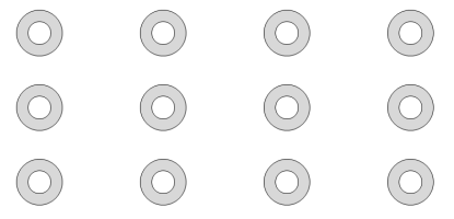 Horizontal separation = 1.6x vertical separation. (Click here to see a full-sized version that you can print out and experiment with yourself.)