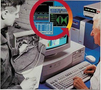 As a young man (left), Joe Keithley made measurements one at a time and write them on paper. Years later (right), Keithley recorded measurements through buses such as GPIB. To see the full October 1992 cover of Test & Measurement World, click here.