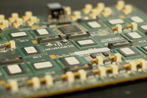 The Neurogrid board uses 16 Neurocore chips to simulate one million neurons with six billion synaptic connections.
(SOURCE: Stanford University)